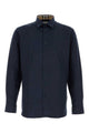 Burberry Navy Blue Stretch Poplin Shirt