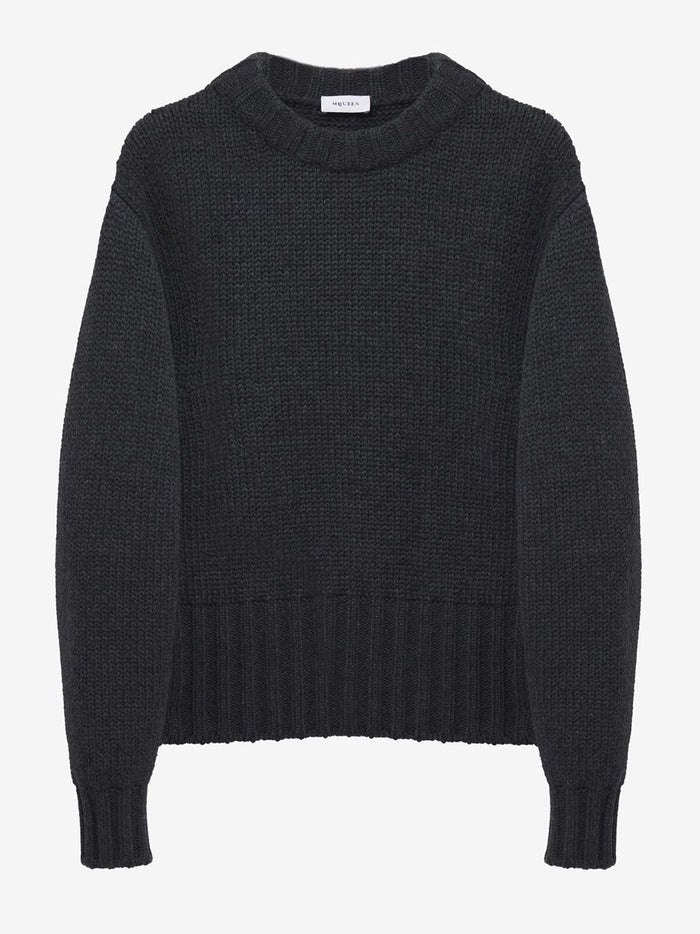 Alexander Mcqueen Melange Dark Grey Stretch Wool Blend Sweater