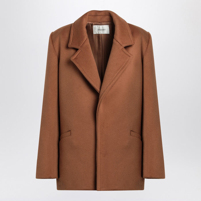 Saint Laurent Camel Wool Short Coat