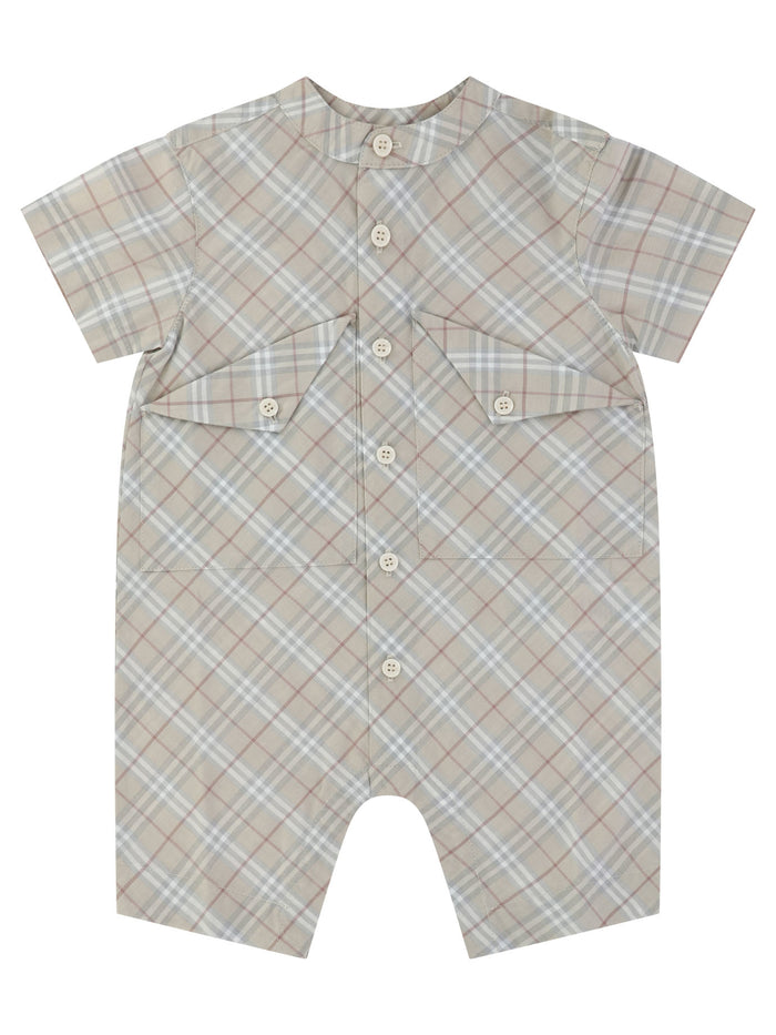 Burberry Kids Check Cotton Playsuit