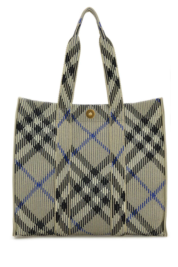 Burberry Embroidered Canvas Medium Check Shopping Bag