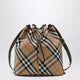 Burberry Medium Beige Bucket Bag With Check Pattern