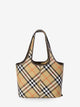 Burberry Embroidered Canvas Small Check Shopping Bag