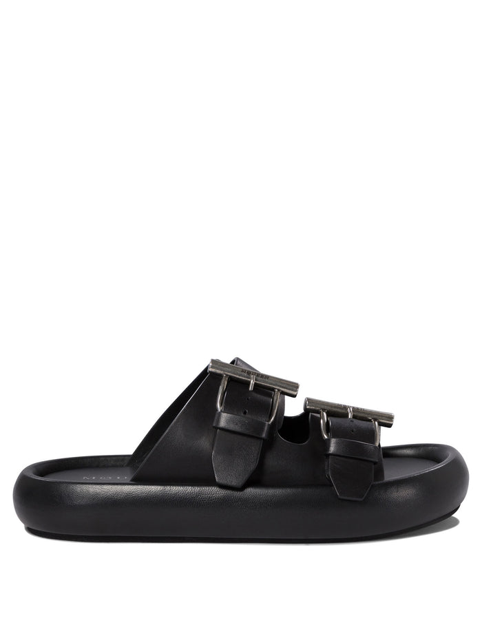 Alexander Mcqueen Double Buckle Slip On Sandals