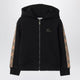 Burberry Black Sweatshirt With Check Motif Detail