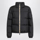 Burberry  Black Zip-Up Puffer Jacket With Check Detail
