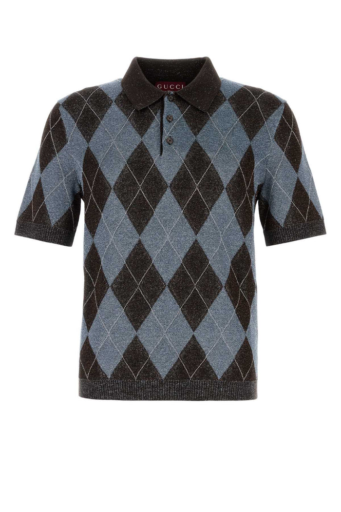 Gucci Embroidered Wool Blend Polo Shirt