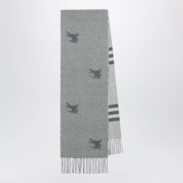 Burberry Reversible Check Cashmere Scarf With Ekd In Grey