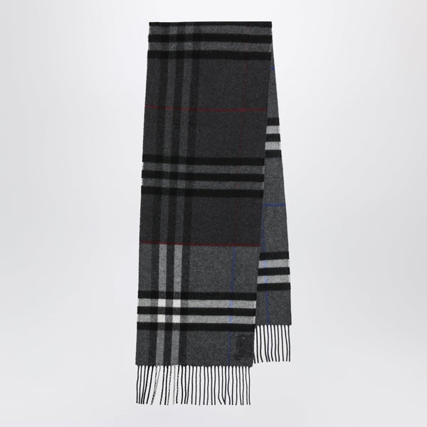 Burberry Reversible Check Cashmere Scarf In Grey