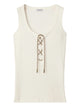 Burberry Natural Ribbed Cleo Tank Top Knot Detail