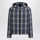 Burberry Blue Reversible Cotton Jacket With Check Pattern