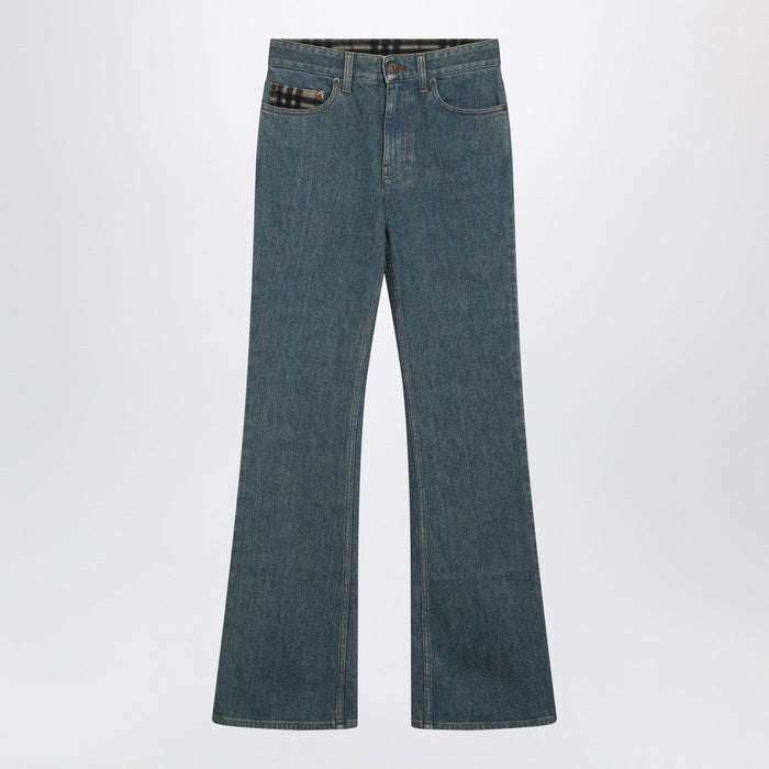 Burberry Mid-Blue Jeans With Check-Pattern Pocket