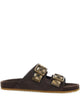Burberry Suede Flat Sandals With Checked Straps