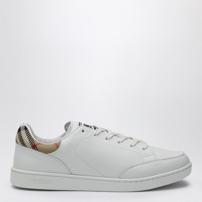 Burberry Set Sneakers In White Leather And Check