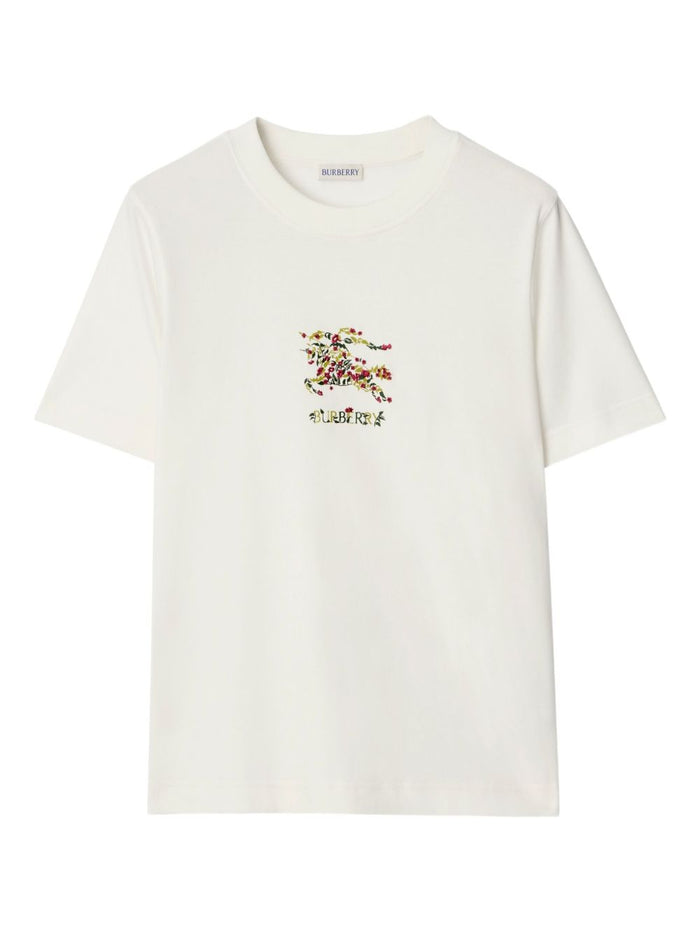 Burberry White Frankie Ss T-Shirt Horse Flowers