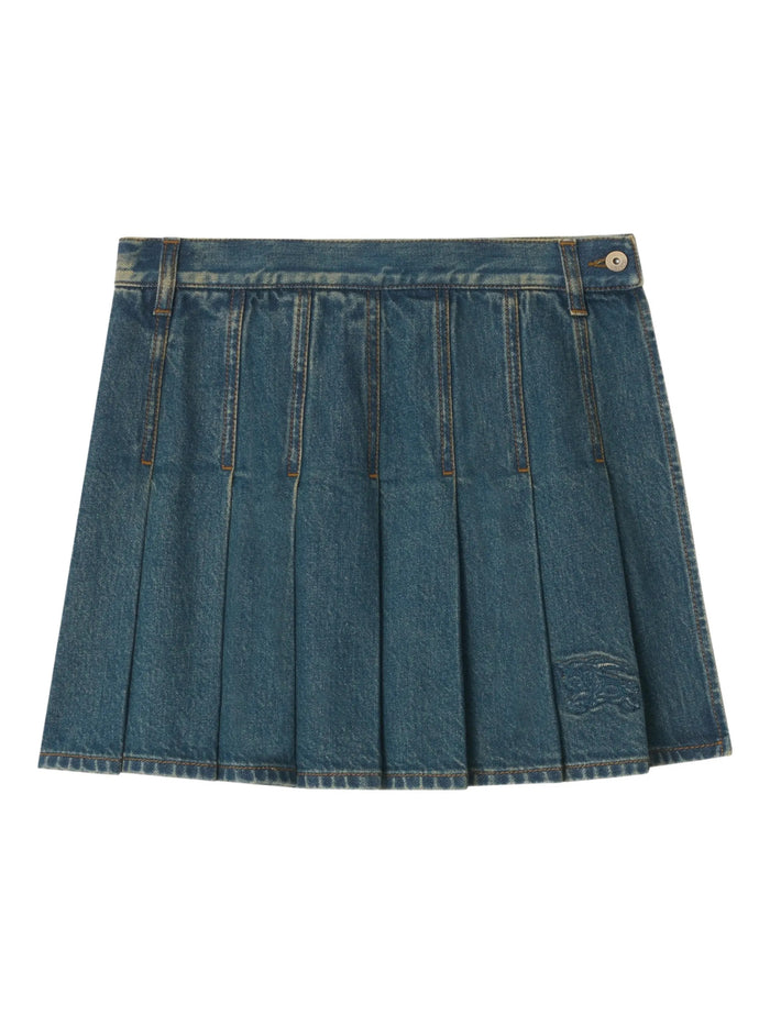 Burberry Pleated Denim Mini Skirt