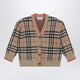 Burberry Beige Wool Cardigan With Check Motif