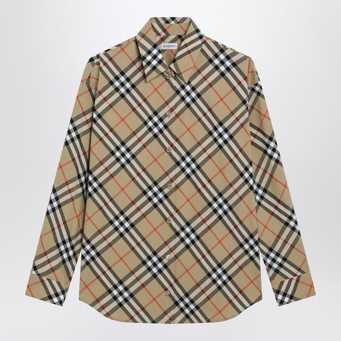 Burberry Beige Shirt With Check Pattern