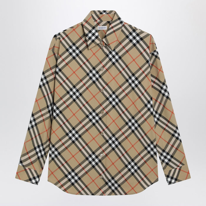 Burberry Beige Shirt With Check Pattern