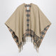 Burberry Reversible Wool Check Cape With Fringes In Sand Beige