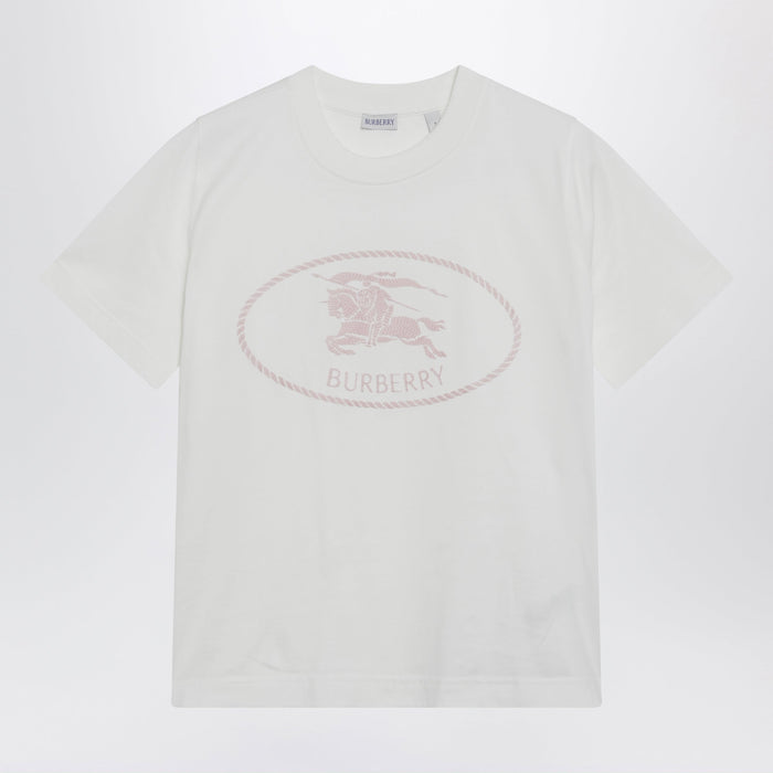 Burberry White Tshirt With Knight Stamp