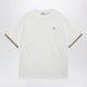 Burberry Cotton Jersey Tshirt With Check Trim In Chalk