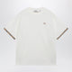 Burberry Cotton Jersey T-Shirt With Check Trim In Chalk