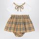 Burberry Cotton Dress And Bloomer Shorts With Check Bow