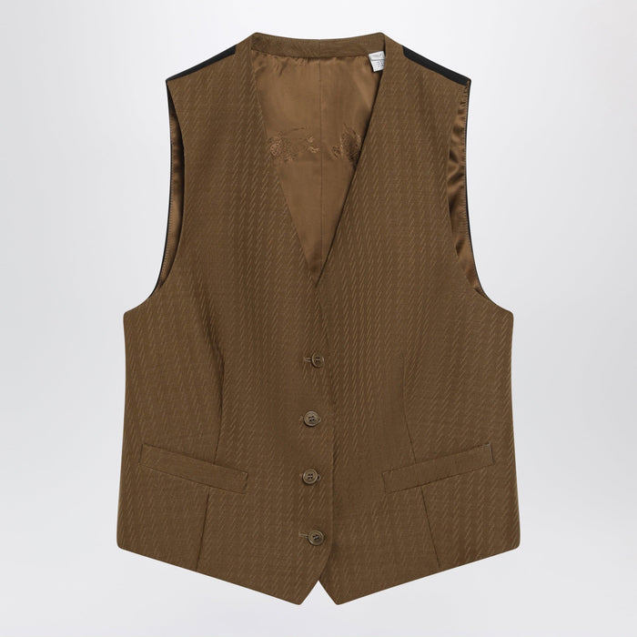 Burberry Brown Wool And Mohair Vest By Burberry