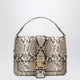 Burberry Small Rider Bag In Calf Leather, Natural/Dk Brown