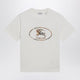 Burberry White Cotton Check Tshirt With Knight Stamp