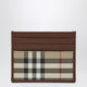 Burberry Check Credit Card Holder In Coated Cotton, Beige