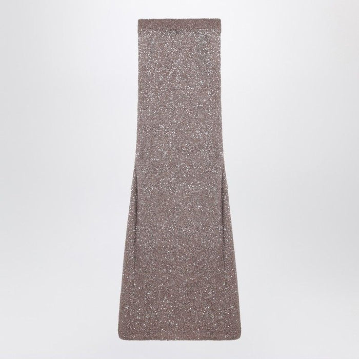 Balenciaga  Light Brown/Silver Maxi Skirt With Sequins