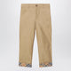 Burberry Beige Cuffed Trousers With Check Motif
