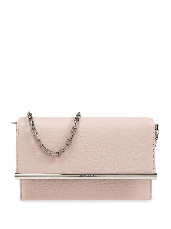 Alexander Mcqueen Pink Leather Mini Cross-Bar Clutch