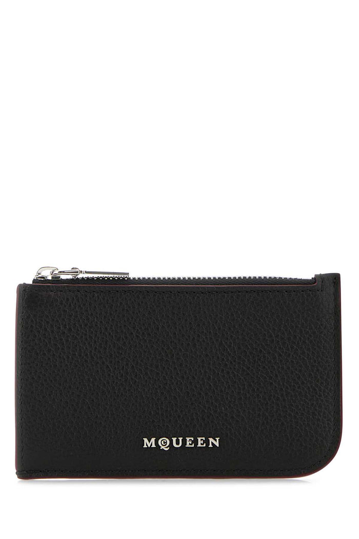 Alexander Mcqueen Black Leather Card Holder