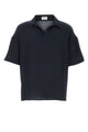 Saint Laurent Navy Blue Silk Oversize Polo Shirt