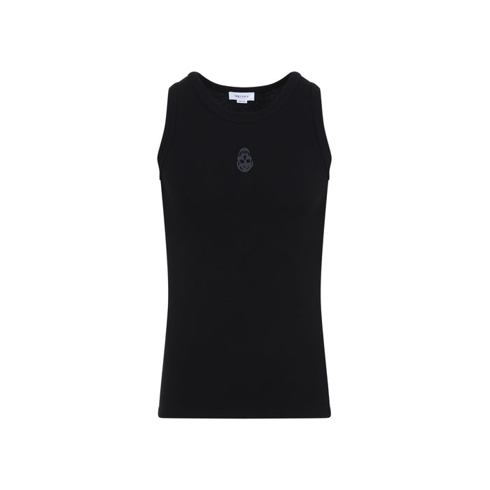Alexander Mcqueen Black Stretch Cotton Tank Top