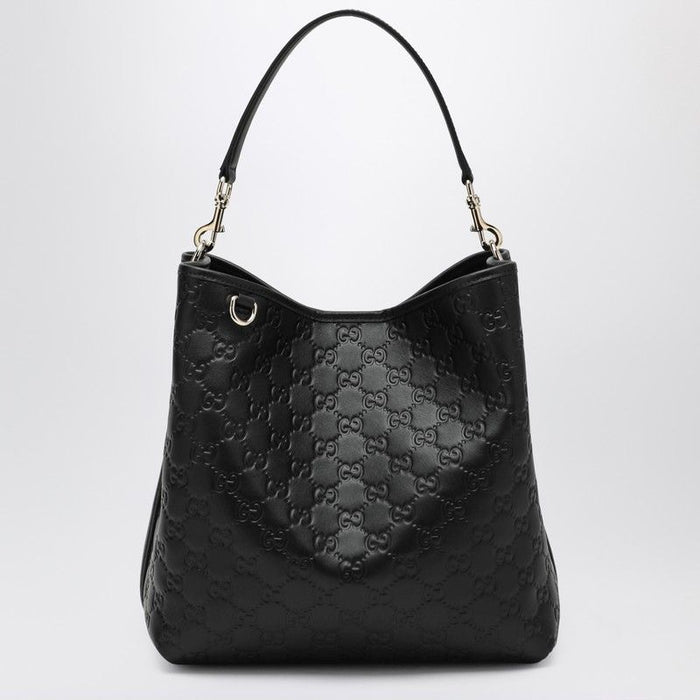 Gucci Gg Emblem Leather Bucket Bag