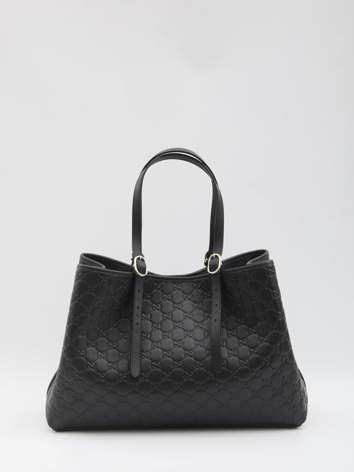 Gucci Gg Emblem Large Leather Tote