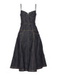 Self-Portrait Denim Flared Midi Dress