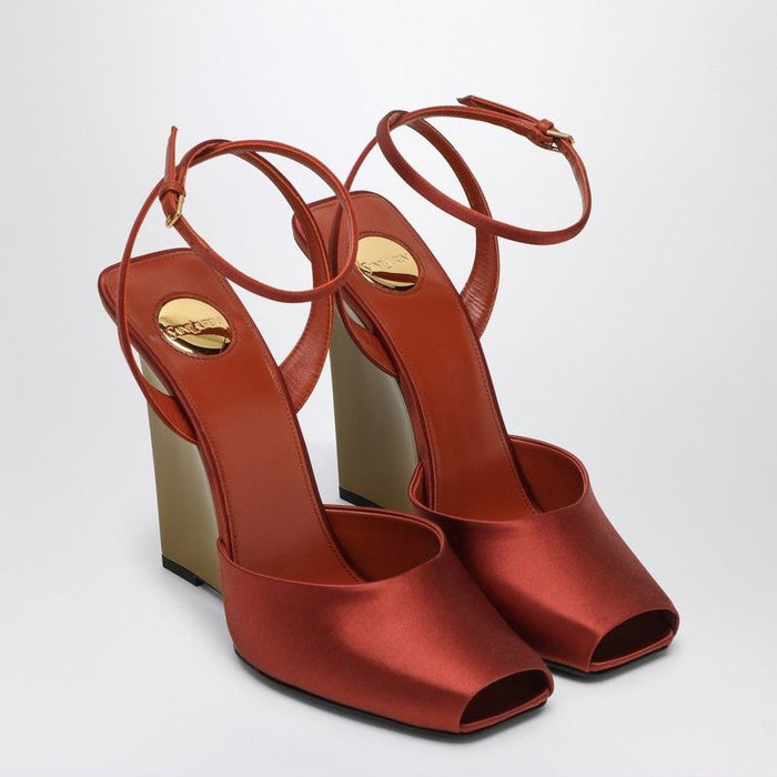 Saint Laurent  Zeppe La Scandale In Satin Rust Color