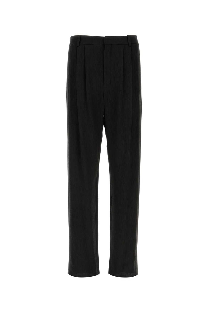 Saint Laurent Black Crepe Wide-Leg Pant
