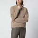 Róhe Camel Mouline Knit Zip Polo Shirt