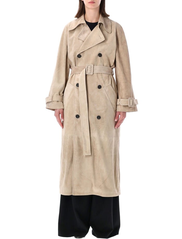 Sword Sword Suede Leather Trench Coat