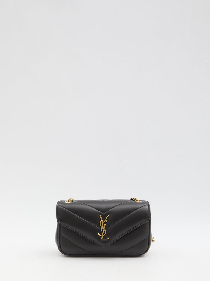 Saint Laurent Black Leather Mini Loulou Crossbody Bag