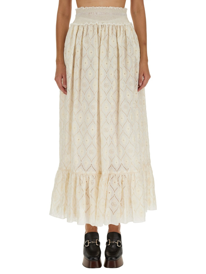 Gucci Floral Broderie Anglaise Skirt
