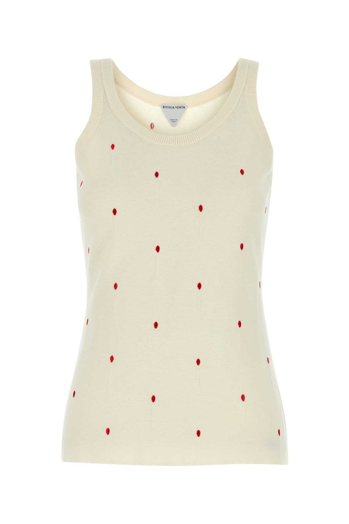 Bottega Veneta Ivory Cotton Blend Tank Top
