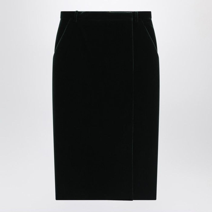 Saint Laurent Velvet Crossover Midi Skirt
