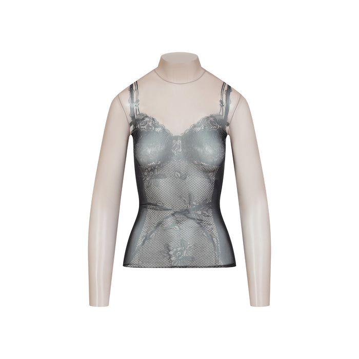 Balenciaga Printed Stretch Tulle Top